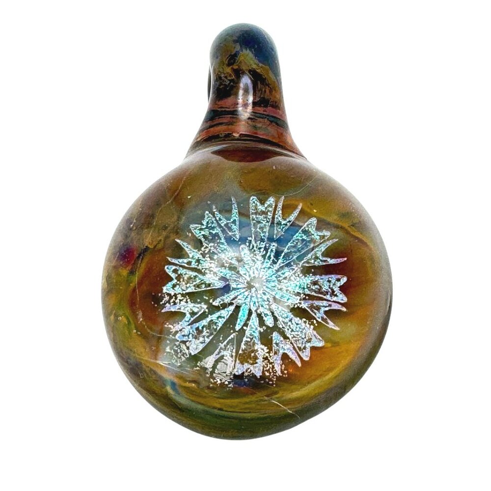 Glass Pendant Dichroic Flower Design Handcrafted Multicolor Art Glass 1.5 15g